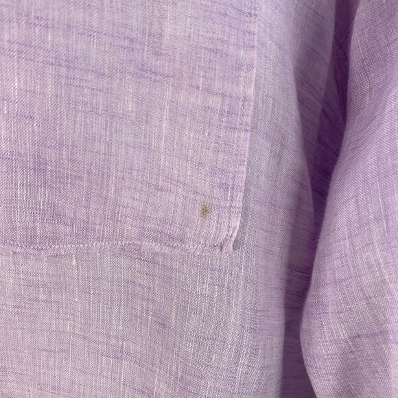 ERMENEGILDO ZEGNA Size XL Purple Lavender Linen One Pocket Long Sleeve Shirt - Picture 4 of 6